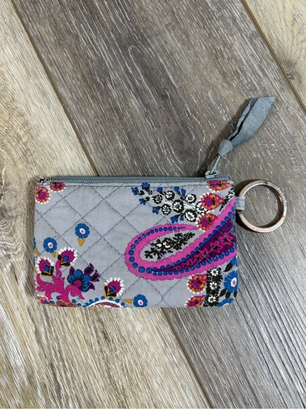 Vera Bradley Floral Paisley Quilted ID Case Keychain Wallet